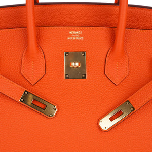 Hermes Birkin 35 Bag Feu Orange Togo Gold Hardware