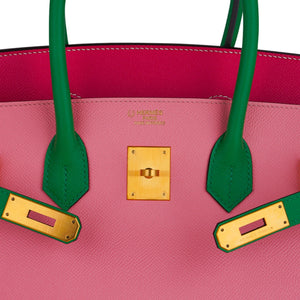 Hermes Birkin 35 HSS Bag Rose Confetti/Rose Tyrien/Bamboo Brushed Gold Hardware