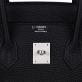 Hermes Special Order HSS Birkin 35 Bag Black & Turquoise Togo Leather with Brushed Palladium Hardware