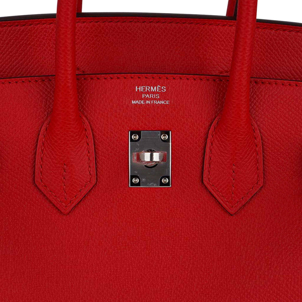 Hermes Birkin 25 Bag Sellier Rouge De Couer Epsom Leather with Palladium Hardware