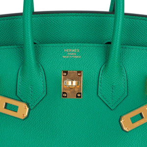 Hermes Birkin 25 Bag Sellier Vert Jade Epsom Leather with Gold Hardware