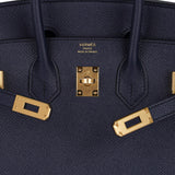 Hermes Birkin 25 Sellier Bag Bleu Indigo Gold Hardware Epsom Leather New w/Box