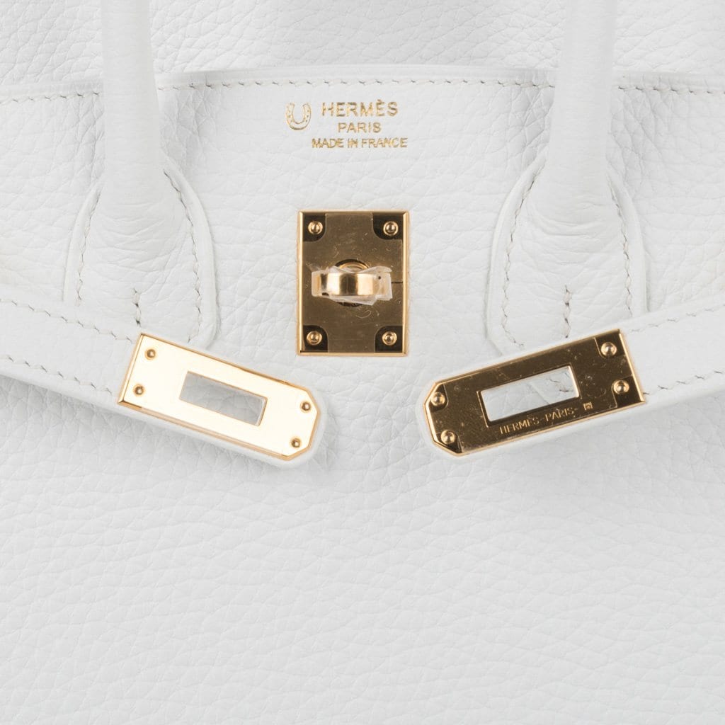 Hermes Birkin 25 HSS Bag White Clemence Gold Hardware