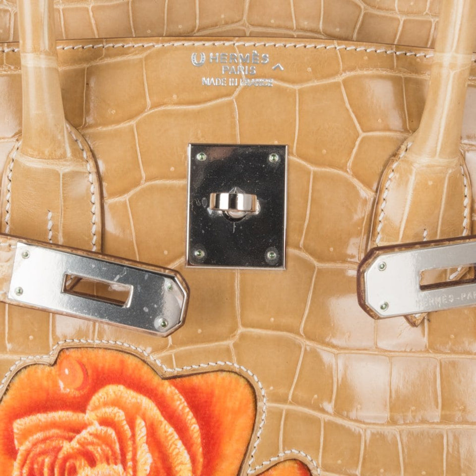Hermes Limited Edition Special Order HSS Birkin 35 Bag Poussiere La Rosee Porosus Crocodile with Palladium Hardware
