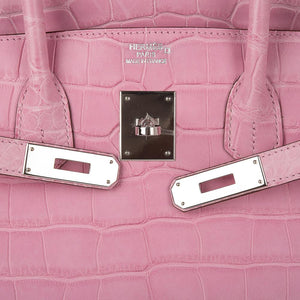 Hermes Limited Edition Birkin 35 Bag 5P Pink Matte Alligator with Palladium Hardware