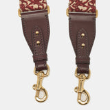 Dior Burgundy/beige Oblique Canvas And Leather Studded Shoulder Bag Strap
