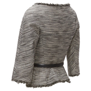 Christian Dior Applique Cotton Leather Belt Cropped Bar Jacket