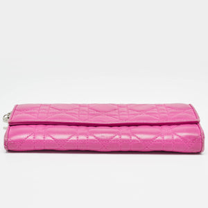 Dior Pink Cannage Leather Lady Dior Wallet On Chain..