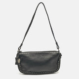 Black Leather Ethnic Clutch Bag