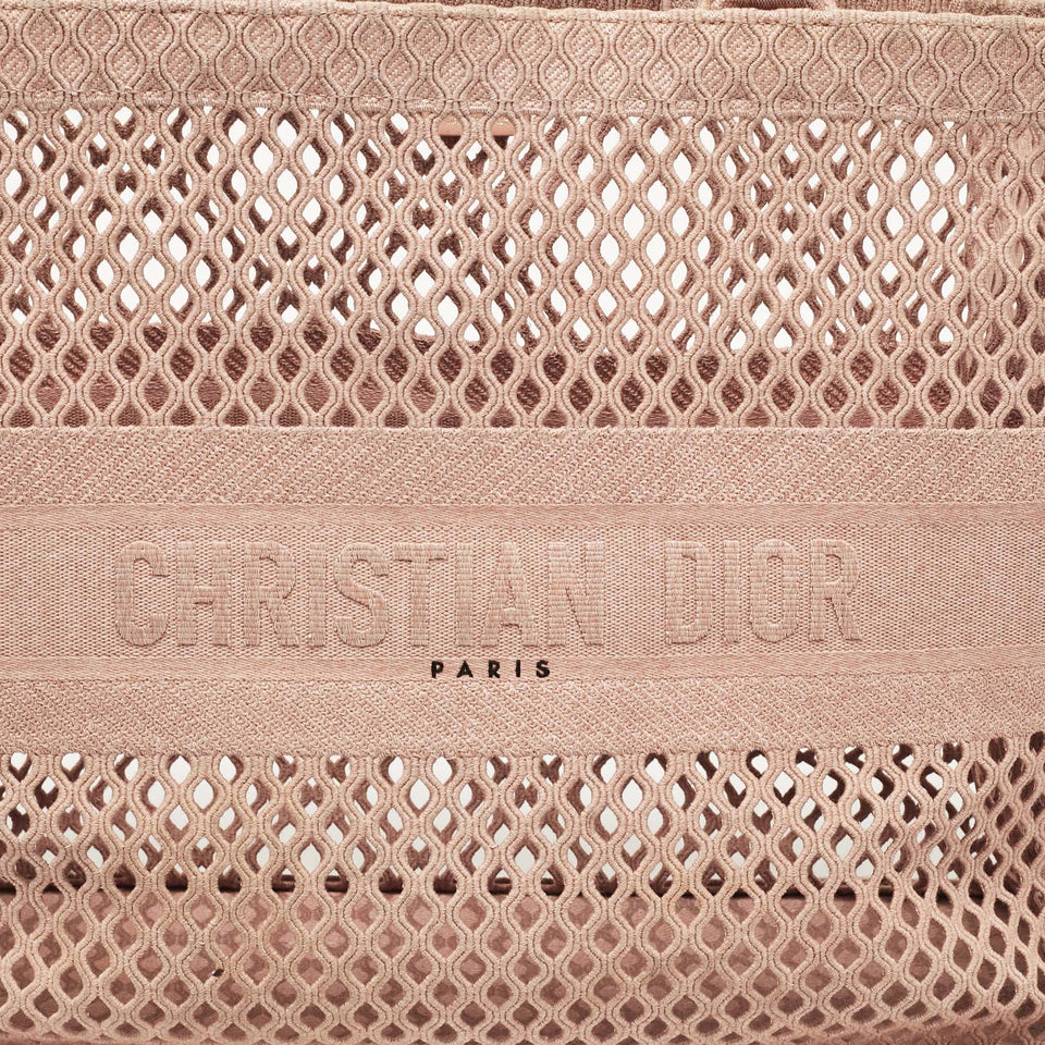 Dior Old Rose Mesh Embroidered Canvas Large Book Tote