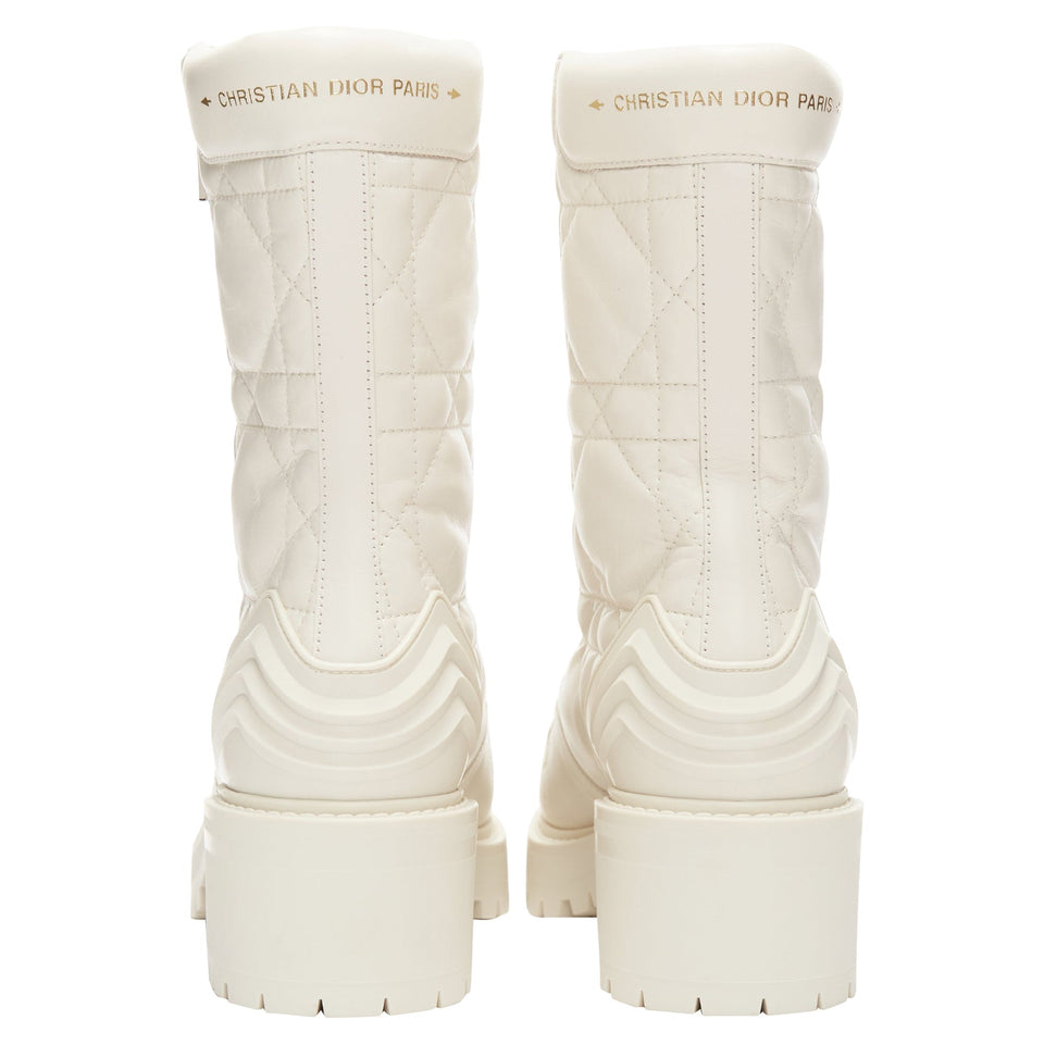 Christian Dior d-leader cannage quilted leather ankle boots