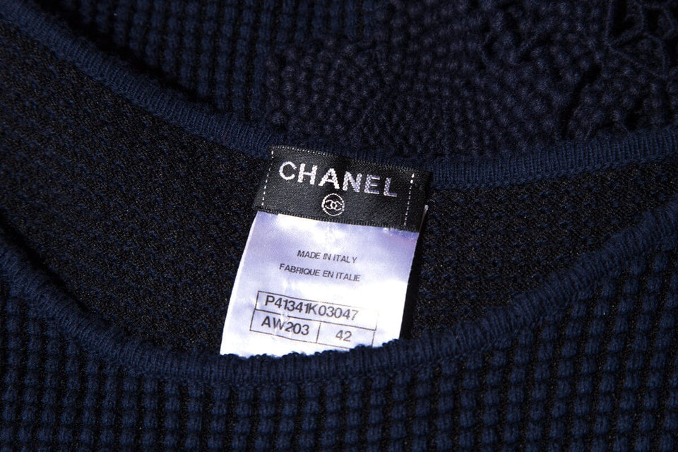 Chanel Navy & Black Lace Top SZ 42