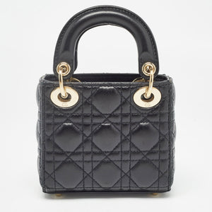 Dior Black Cannage Leather Micro Lady Dior Tote