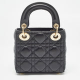 Dior Black Cannage Leather Micro Lady Dior Tote