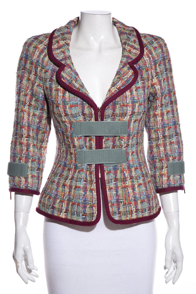 Chanel Multi Color Tweed Velcro Blazer SZ 36