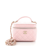 CHANEL CC Top Handle Vanity Case with Chain Quilted Caviar Mini
