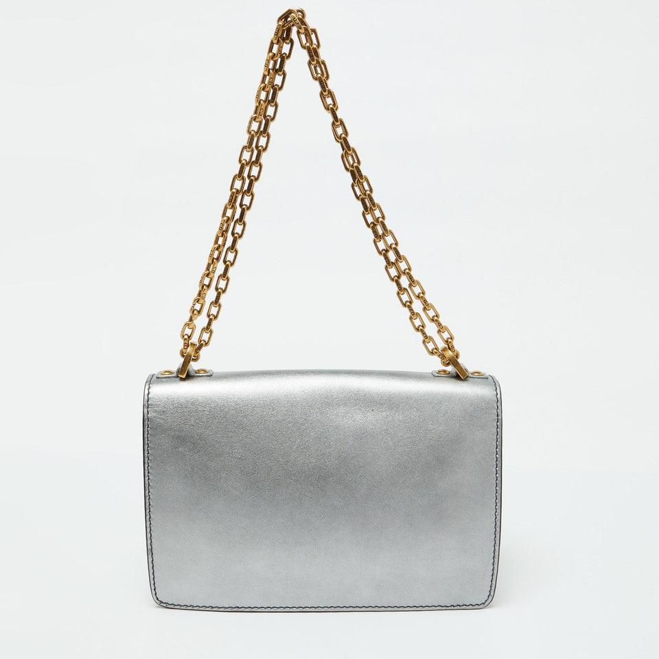 Dior Silver Leather Miss J'adior Chain Flap Bag