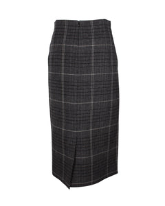 Dior Plaid Pencil Midi Skirt in Grey Wool