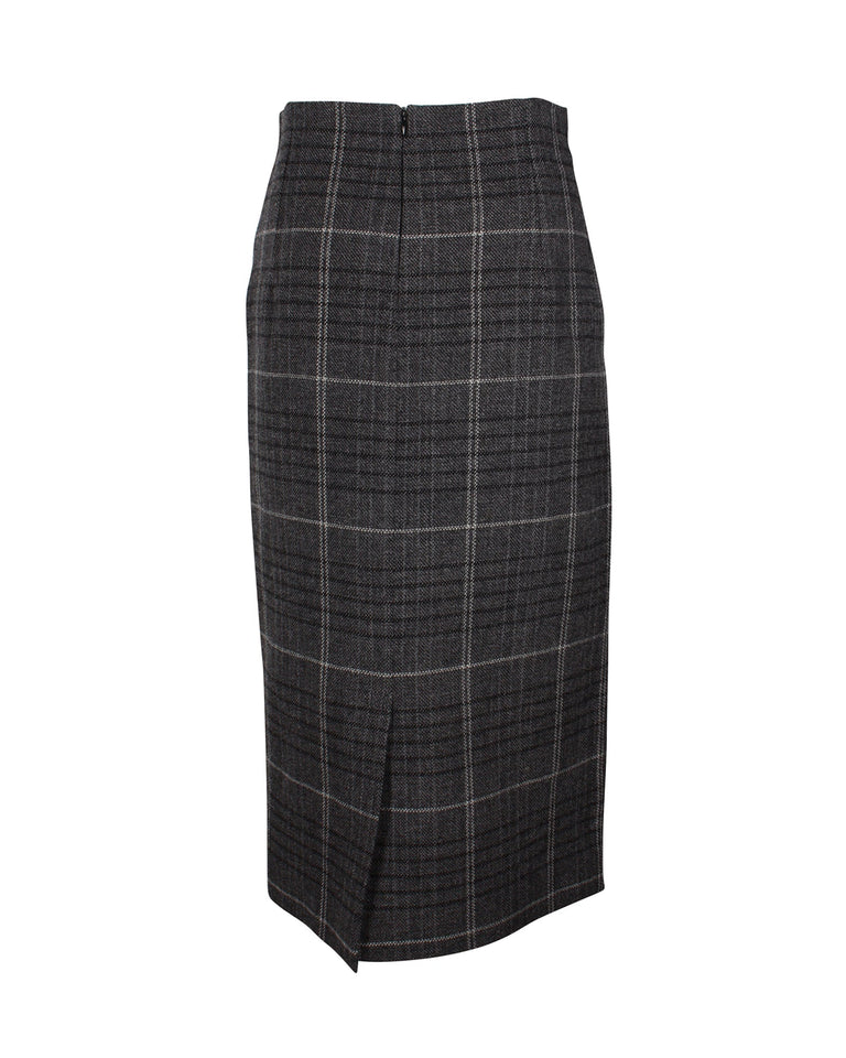 Dior Plaid Pencil Midi Skirt in Grey Wool
