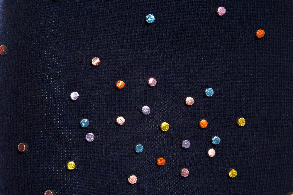 Chanel Confetti Cashmere Navy Skirt SZ 34