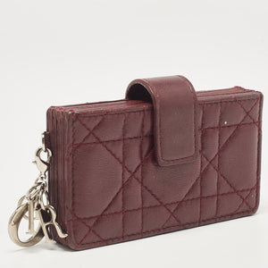 Dior Burgundy Cannage Leather Lady Dior 5 Gusset Card Case