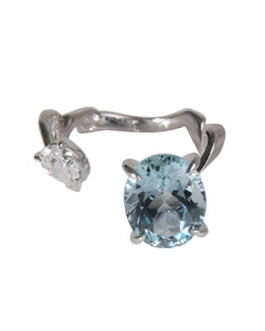 Dior Diorama Precieuse Diamond Aquamarine Ring in 18k White Gold D VS1 0.33 CTW