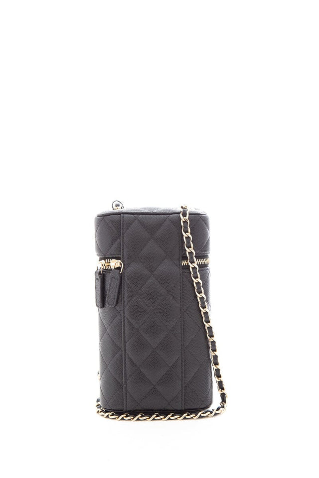Chanel 2020 Black Caviar Quilted Phone Case On Chain Handbag