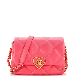 CHANEL Coco Love CC Heart Flap Bag Quilted Lambskin Mini