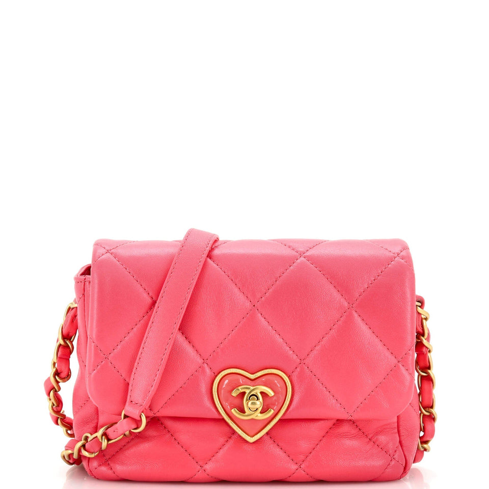 CHANEL Coco Love CC Heart Flap Bag Quilted Lambskin Mini
