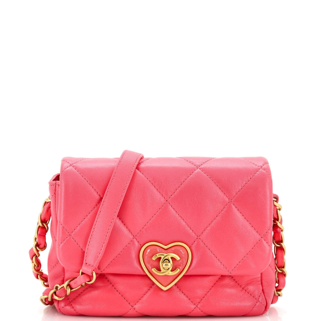 CHANEL Coco Love CC Heart Flap Bag Quilted Lambskin Mini