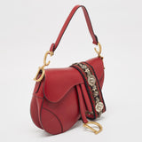 Dior Red Leather Saddle Bag