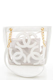 Chanel Vintage White PVC Panel Triple CC Shoulder Tote