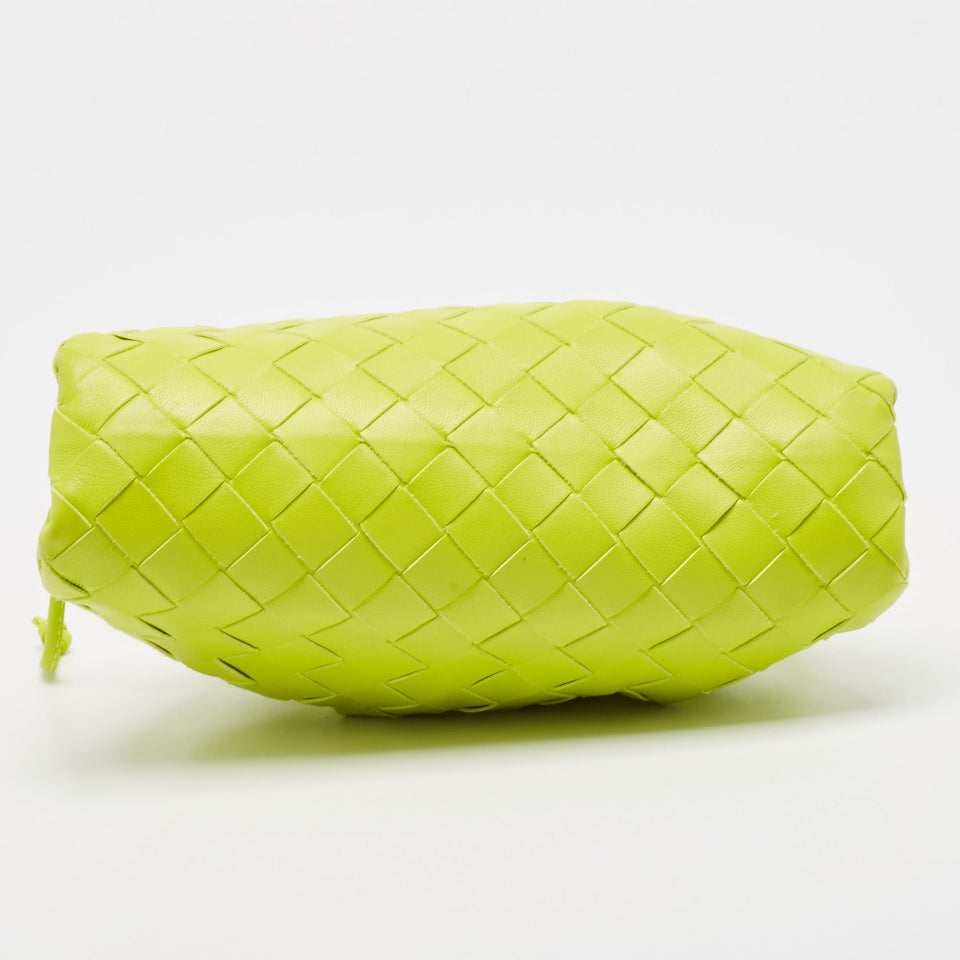 Bottega Veneta Neon Green Intrecciato Leather Mini Pouch Clutch