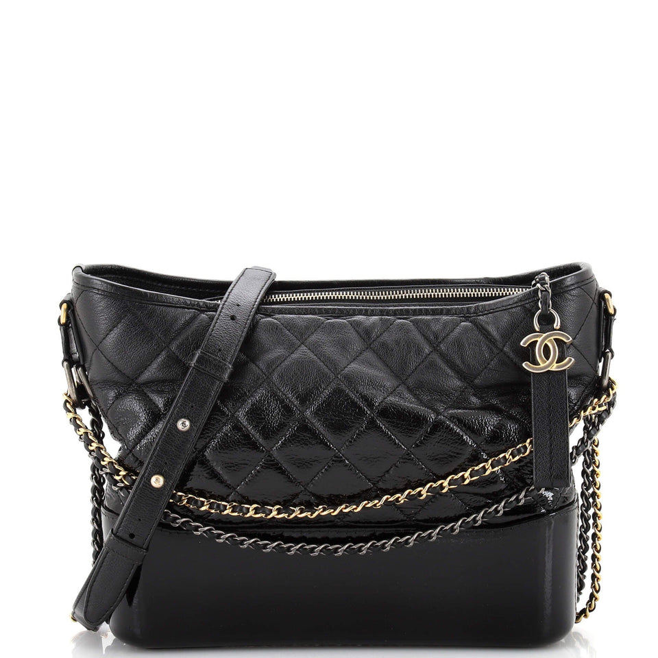CHANEL Gabrielle Hobo Quilted Goatskin and Patent Medium