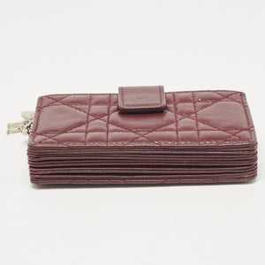 Dior Burgundy Cannage Leather Lady Dior 5 Gusset Card Case