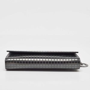 Dior Metallic Patent Leather Micro Cannage Croisiere Wallet On Chain