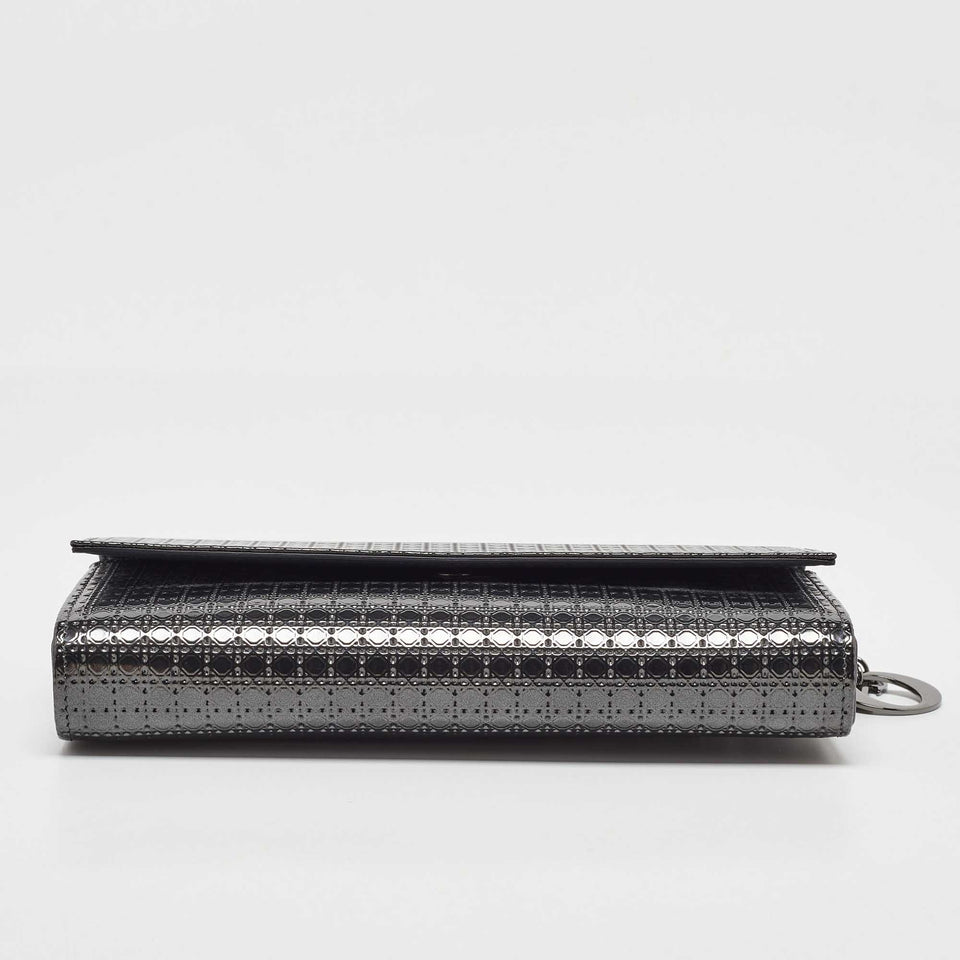 Dior Metallic Patent Leather Micro Cannage Croisiere Wallet On Chain