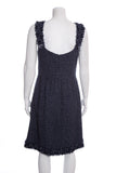 Chanel Navy Tweed Sleeveless Knee Length Dress SZ 40