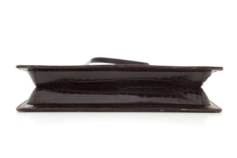 Gucci Brown Crocodile Tom Ford Era Top Handle Handbag