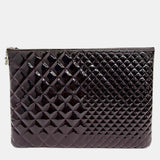 Wine Patent Leather Large Clutch Bag