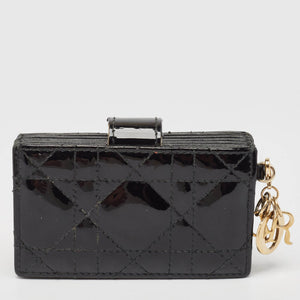 Dior Black Cannage Patent Leather Lady Dior 5 Gusset Card Holder..