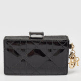 Dior Black Cannage Patent Leather Lady Dior 5 Gusset Card Holder..