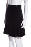 Chanel Black Tweed Pleated Bottom Skirt SZ 34