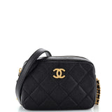 CHANEL Chain Melody Camera Bag Quilted Caviar Small
