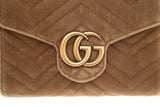 Gucci Brown Velvet Marmont Cross-Body Chain Wallet