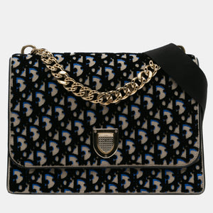 Black Velvet Oblique Diorama Shoulder Bag