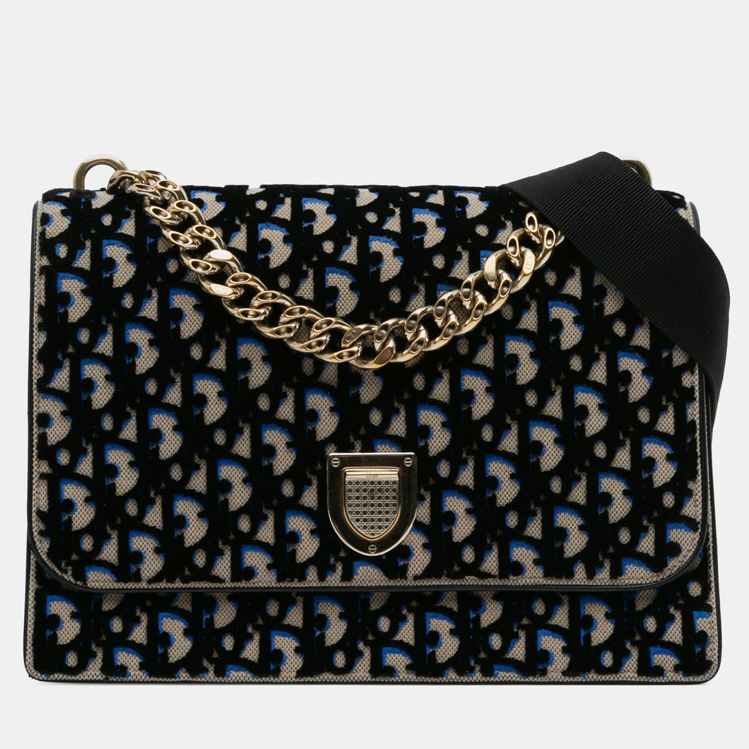 Black Velvet Oblique Diorama Shoulder Bag