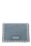 Prada Slate Blue Leather Studded Etiquette Crossbody Handbag