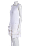 Chanel White Pleated Knit Dress SZ 38