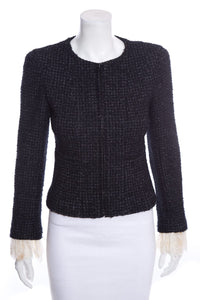 Chanel Navy Fantasy Tweed Jacket SZ 36